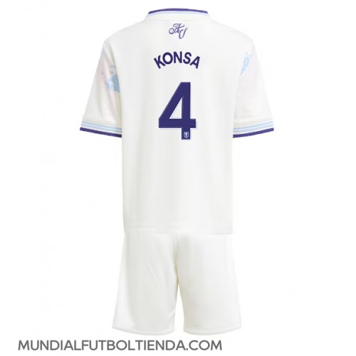 Camiseta Aston Villa Ezri Konsa #4 Tercera Equipación Replica 2025-26 para niños mangas cortas (+ Pantalones cortos)